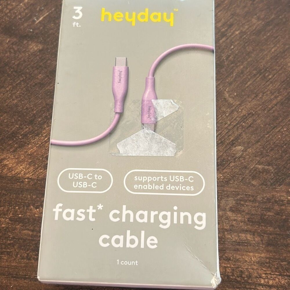 Heyday 3 Ft. Fast Charging Cable USB-C To USB-C PURPLE ~ NEW